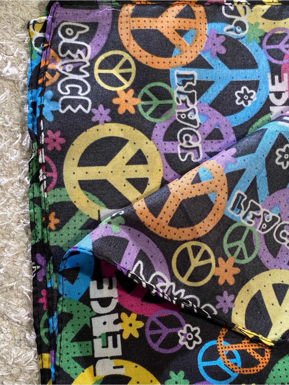 Unisex Multicolor Peace Sign Bandana